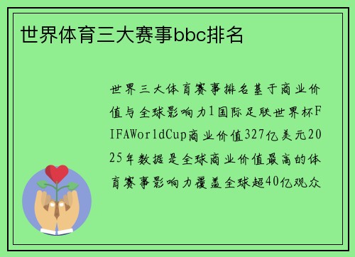 世界体育三大赛事bbc排名